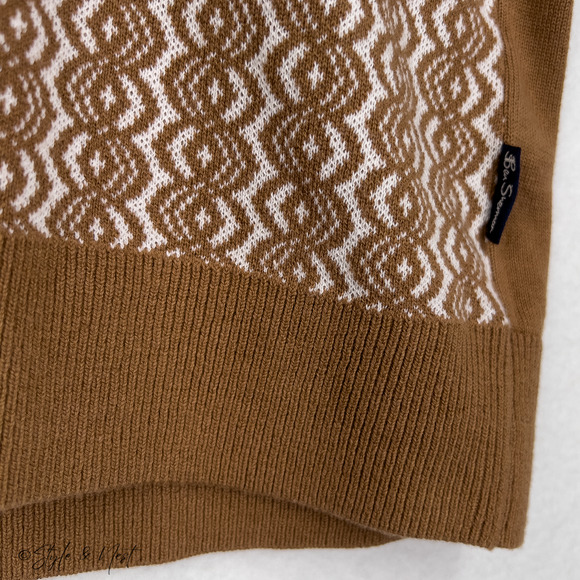 Ben Sherman Knitted Cozy Relaxed Polo Toasted Coconut Men's Large NWT $109 - Picture 3 of 7